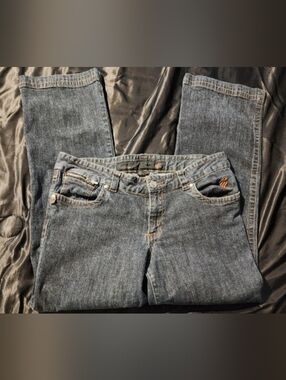 Rock Revival Dark Blue Denim Jeans with Contrast Stitching